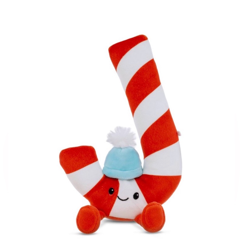Gigglescape Plush Winter Candy Cane with Pom Pom Beanie Stuffed Animal 6” NWT